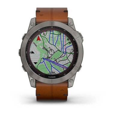 Мультиспорт.часы Garmin (Гармин) Fenix 7x Sapphire Solar, титан, с кожаным каштановым ремешком (010-02541-19) | Мототека